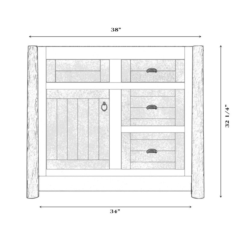 Meuble-lavabo Appalachian Fireside Lodge - 36 po - sans comptoir - lavabo gauche