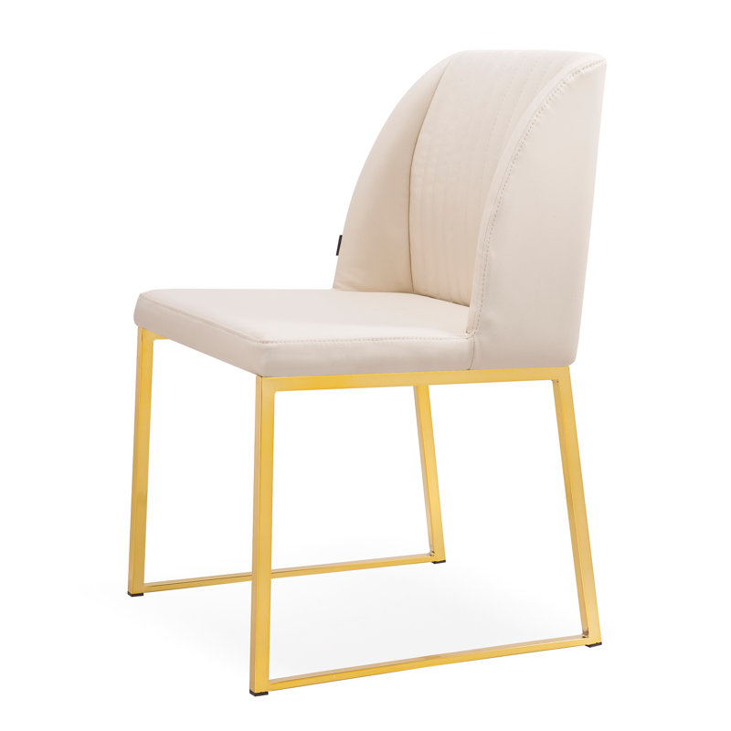 Dejonae 18.5'' H Leatherette Upholstered Side Chair, Cream/Gold