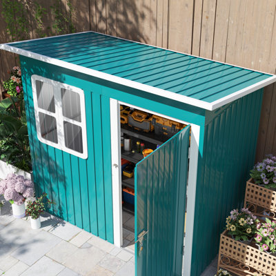 Garden 7 ft. W 4 ft. D Galvanised Steel Sloped Storage Shed