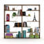 Bibliothèque industrielle à 6 tablettes en noyer, pour la décoration de bureau et de salon Bibliothèque en noyer à 6 tablettes, espace en bois massif-120649839