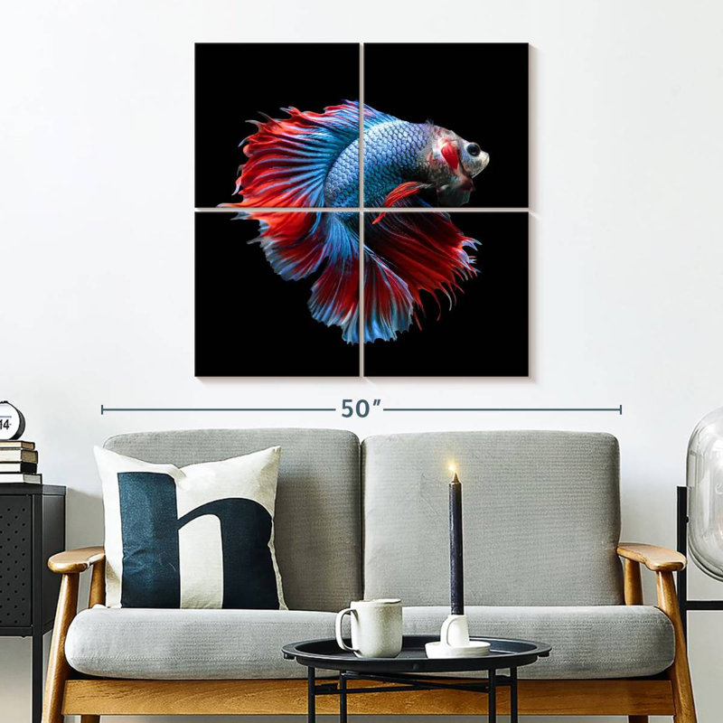 Poisson bleu et rouge Betta, H 32 po x l 32 po