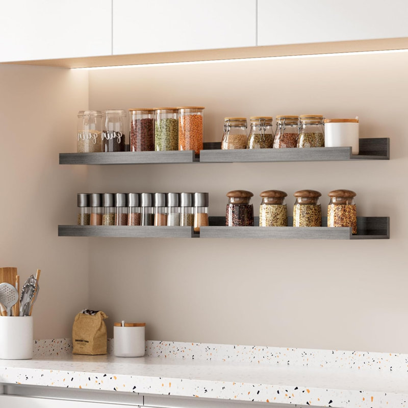 Tablettes flottantes pour décoration murale et rangement, gris, 6 pièces, 15,7 po