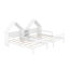 Lit plateforme simple double avec tête de lit en forme de maison et table de chevet intégrée, blanc