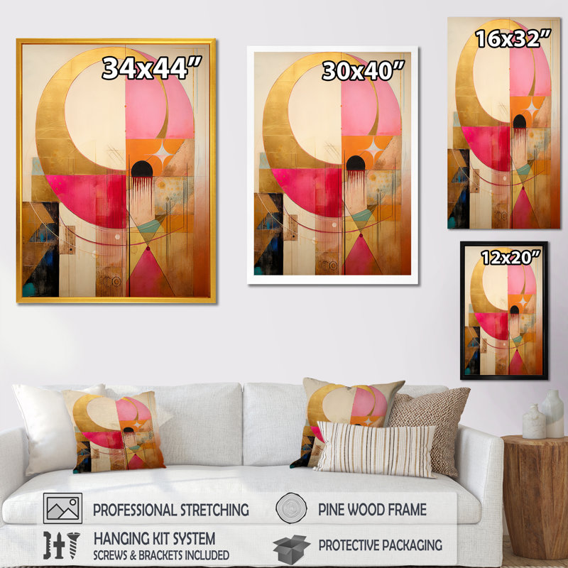 Golden Moon Dreams Retro Illustration - reproduction sur toile, H 40 po x l 30 po x P 1,5 po, Cadre simple gris