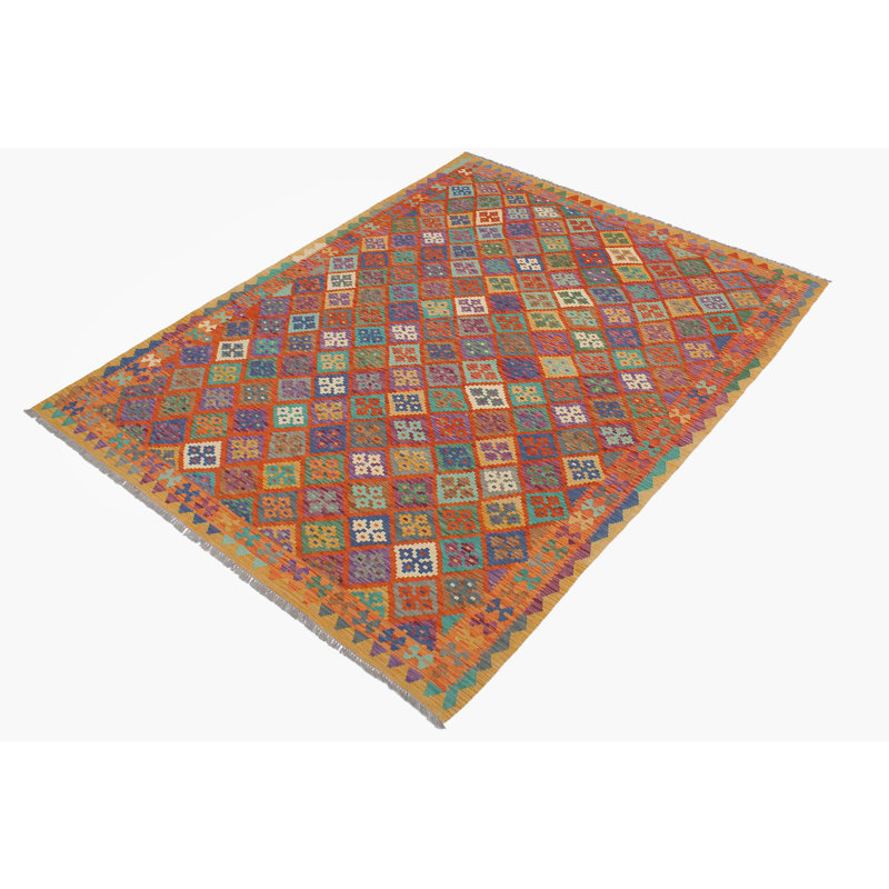 Tapis rectangulaire noir / brun en laine noué à la main de 5 pi x 6 pi 9 po Cedorah Southwestern