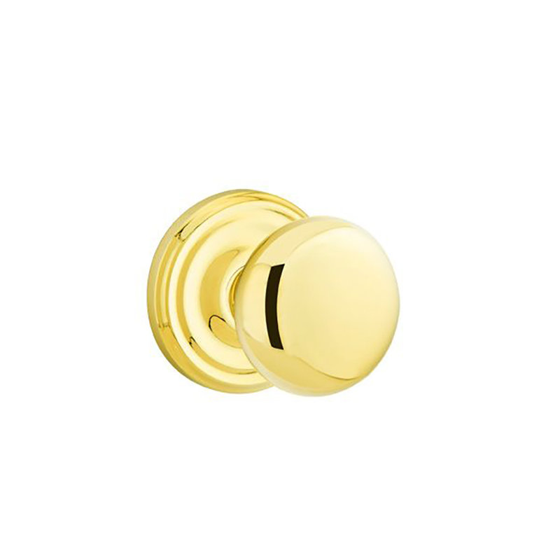 Bouton de porte à clé avec rosette Providence, Laiton brillant