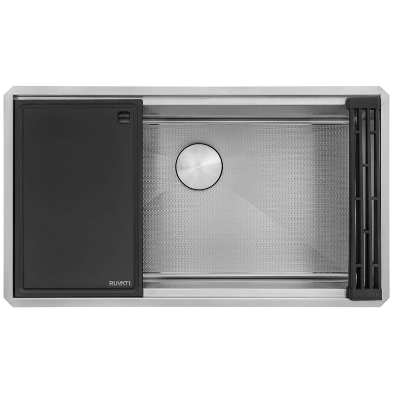 Ruvati Hex Bottom Workstation Scratch Resistant Embossed Kitchen Sink Stainless Steel, 19" L x 33" W