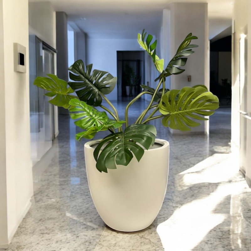 Handmade Pot Planter, 19" H x 19" W x 19" D, White