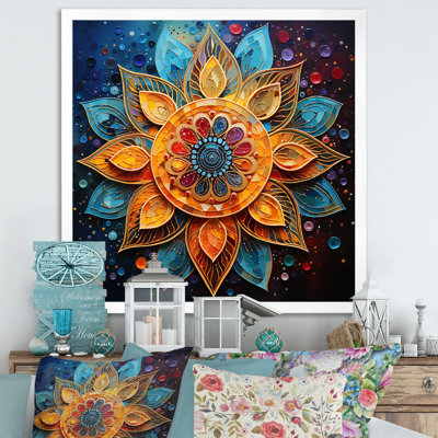 Mandala yoga sarcelle doré pointillisme