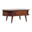Table basse ovale en bois massif avec 1 tiroir