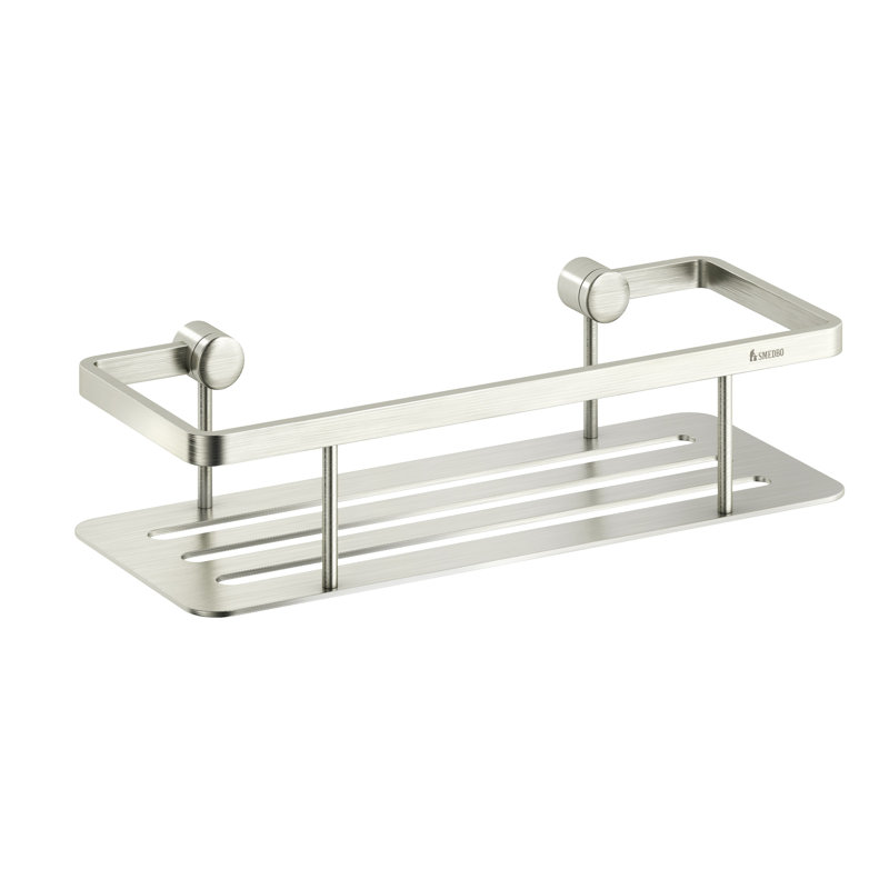 Wall-mounted brushed nickel shower basket 