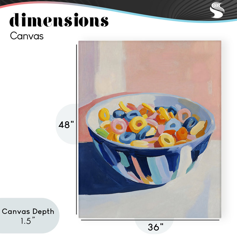 Toile colorée en forme de bol de céréales, design par The Prints Vibe, 48 x 36