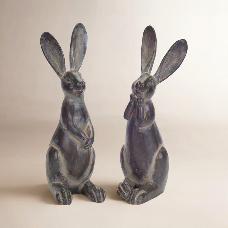 2 Piece Hawkinsville Rabbit Figurine Set