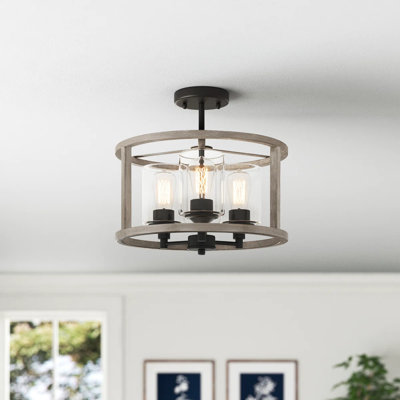 Cotina 3-Lights Glass Semi Flush Mount Ceiling Light