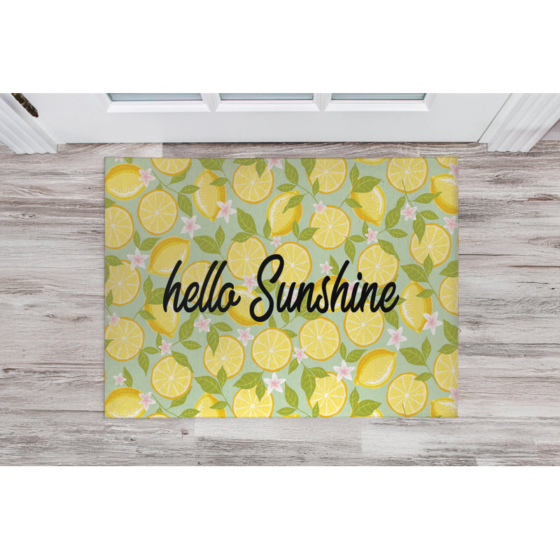Lemons Hello Sunshine Indoor Doormat, Mint, 60" W x 84" L
