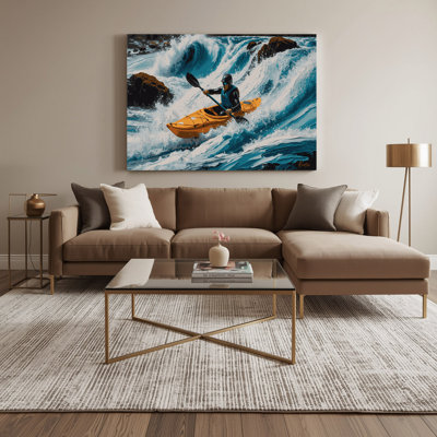 Sports Kayaking Gray Canvas Wall Art