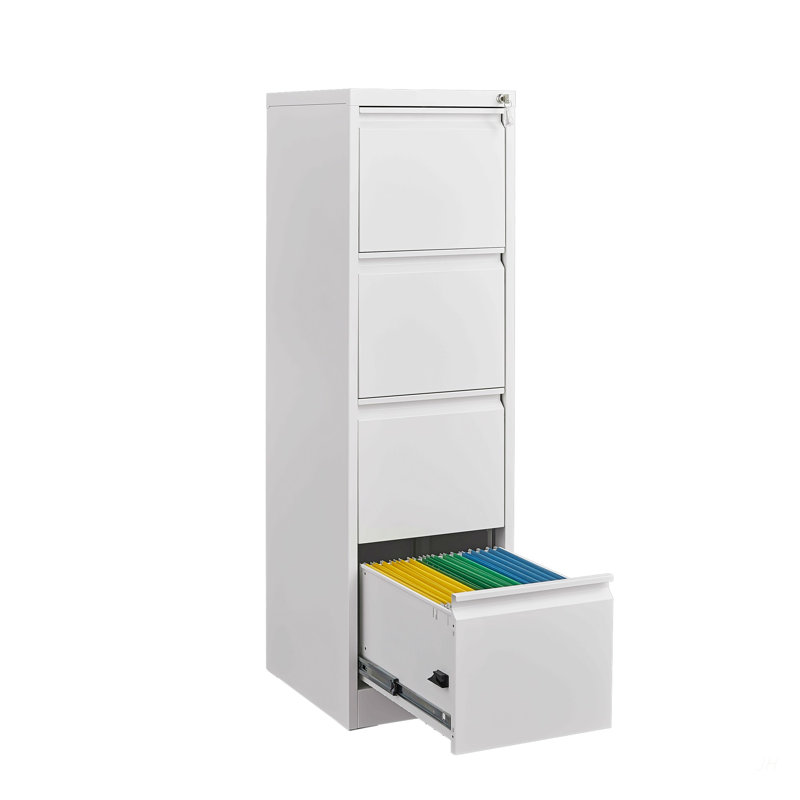 4 Drawer Vertical File Cabinet with Lock, Narrow Metal Steel Storage Cabinet for Home Office, Fits A4, Legal & Letter Size Files, Assembly Required
