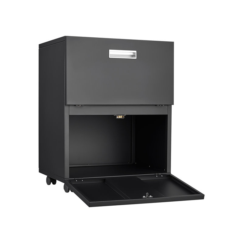 Armoire de rangement de bureau, armoire de bureau avec 2 portes et 4 roues, classeur vertical pour le rangement