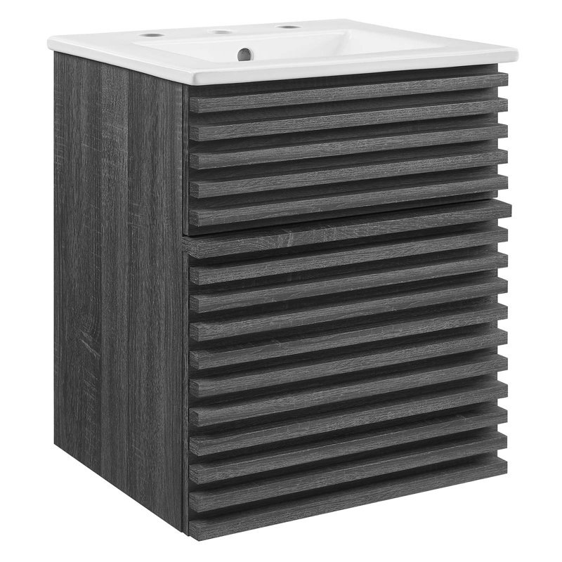 Meuble-lavabo mural 18 po Modway Render, Blanc, Gris anthracite