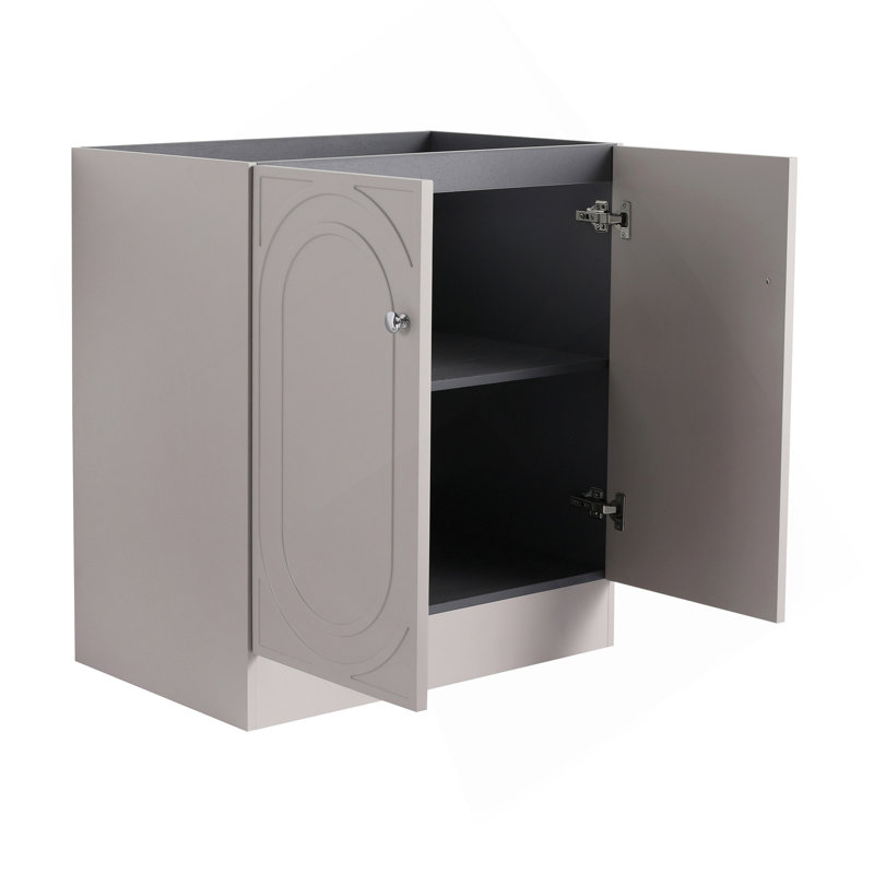 Meuble-lavabo autoportant 30 po et 2 portes d'armoire à fermeture en douceur (emballage KD) - sans le lavabo, Kaki