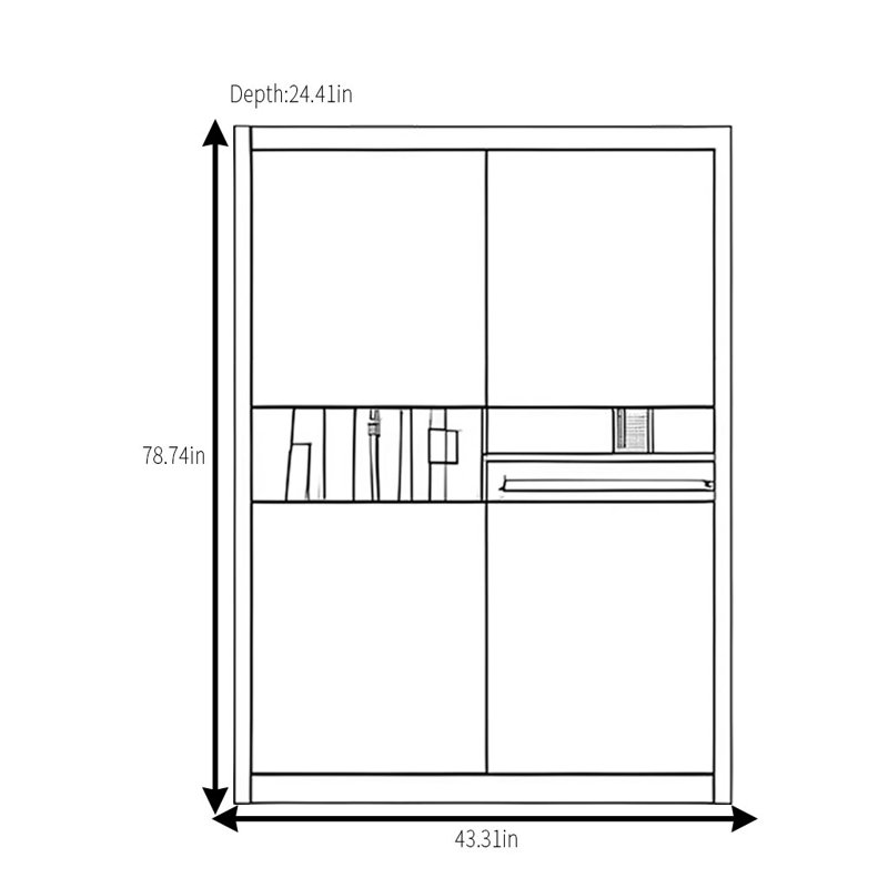 Simple Sliding Wardrobe, 79" H x 44" W x 25" D