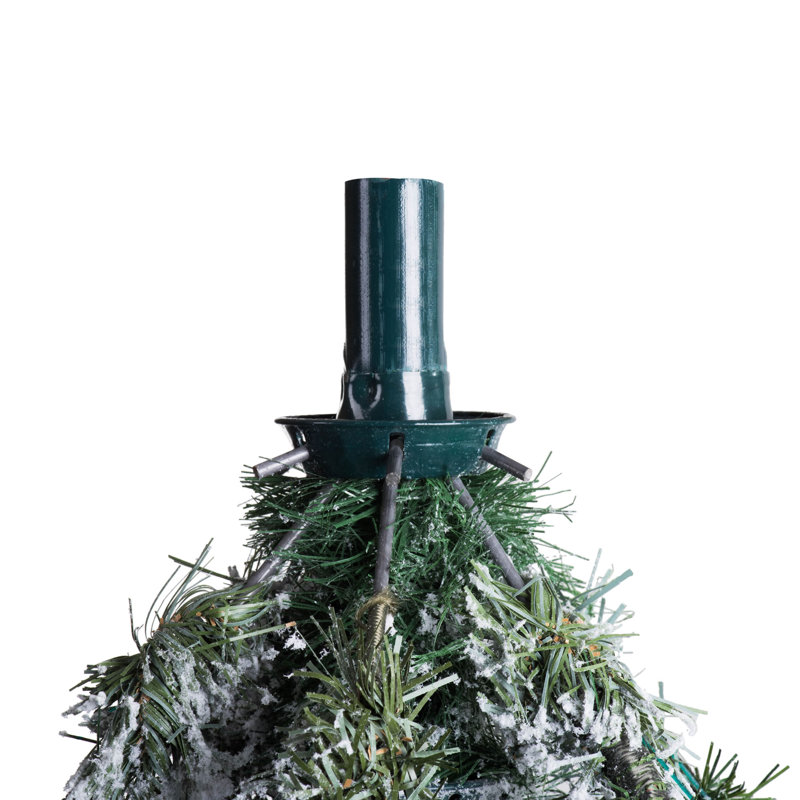 Flocked Alaskan 7.5' White Artificial Christmas Tree with 900 LED White Lights with Stand