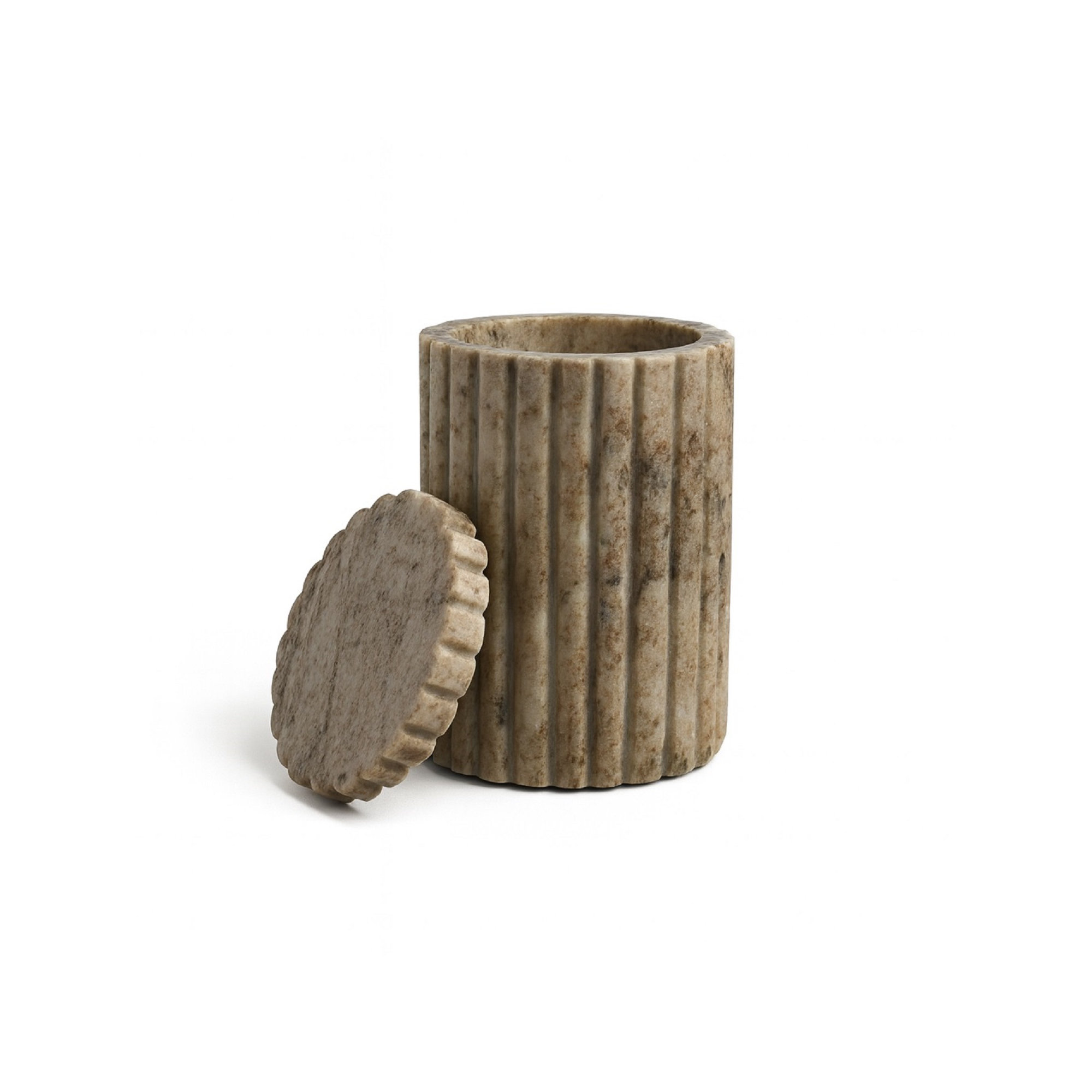 Stoneware Jar, Brown, 6" H x 4" W x 4" D