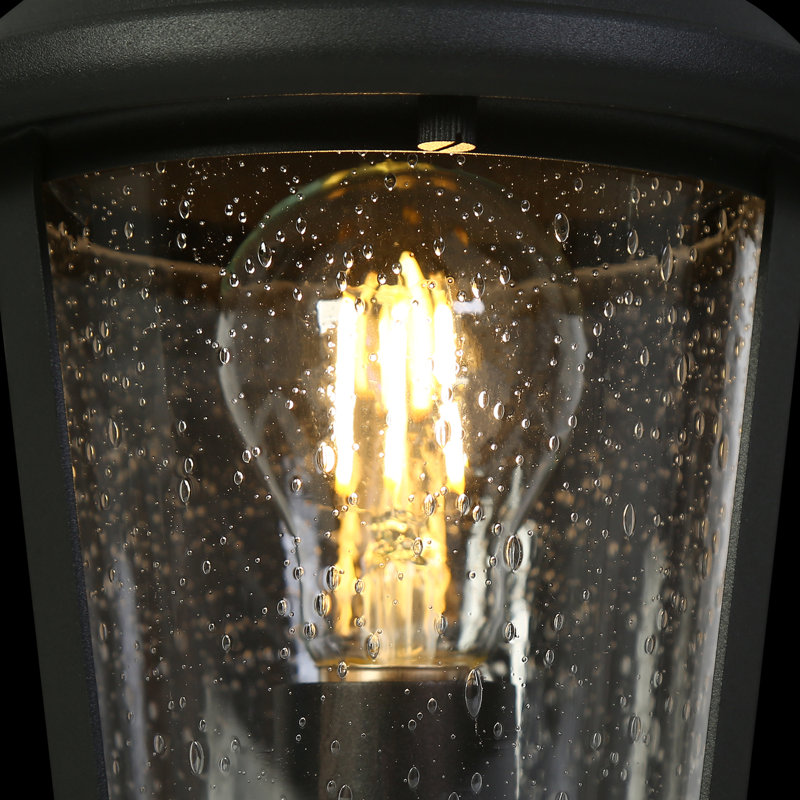 Modern Black Hardwired Lantern Head Seeded Glass