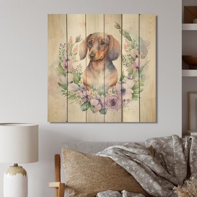 Monochrome Dachshund - Unframed Print on Wood