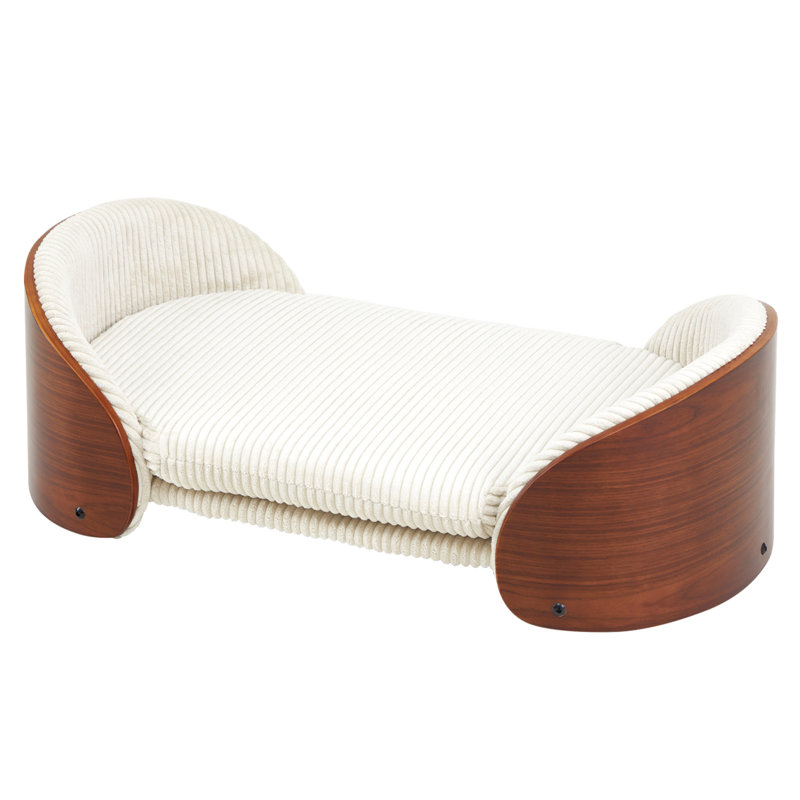 Lit pour chien ergonomique en bois massif avec rembourrage en mousse à mémoire de forme et conception surélevée
