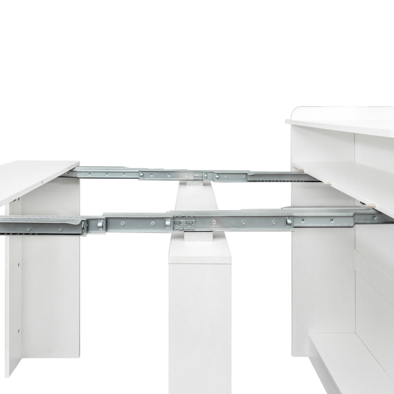 Modern Extendable Dining Table with Storage, White