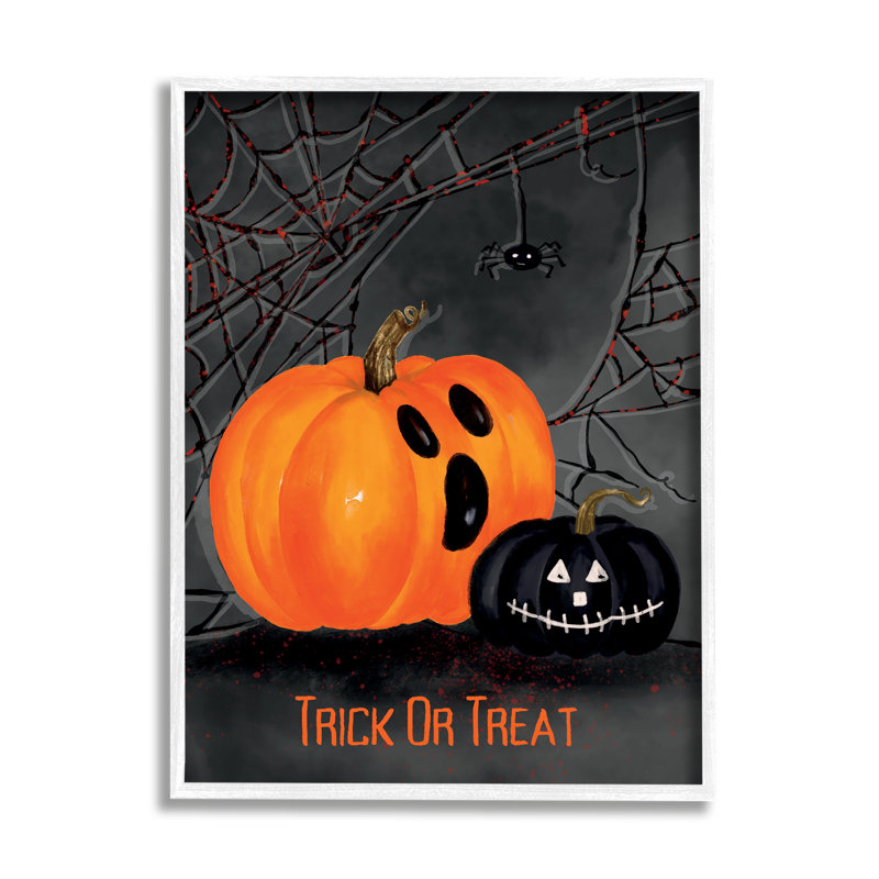 Impression Jack-O-Lantern sur bois par Amy Hall, H 30 po x l 24 po x P 1,5 po, Giclée encadrée blanc bord de mer