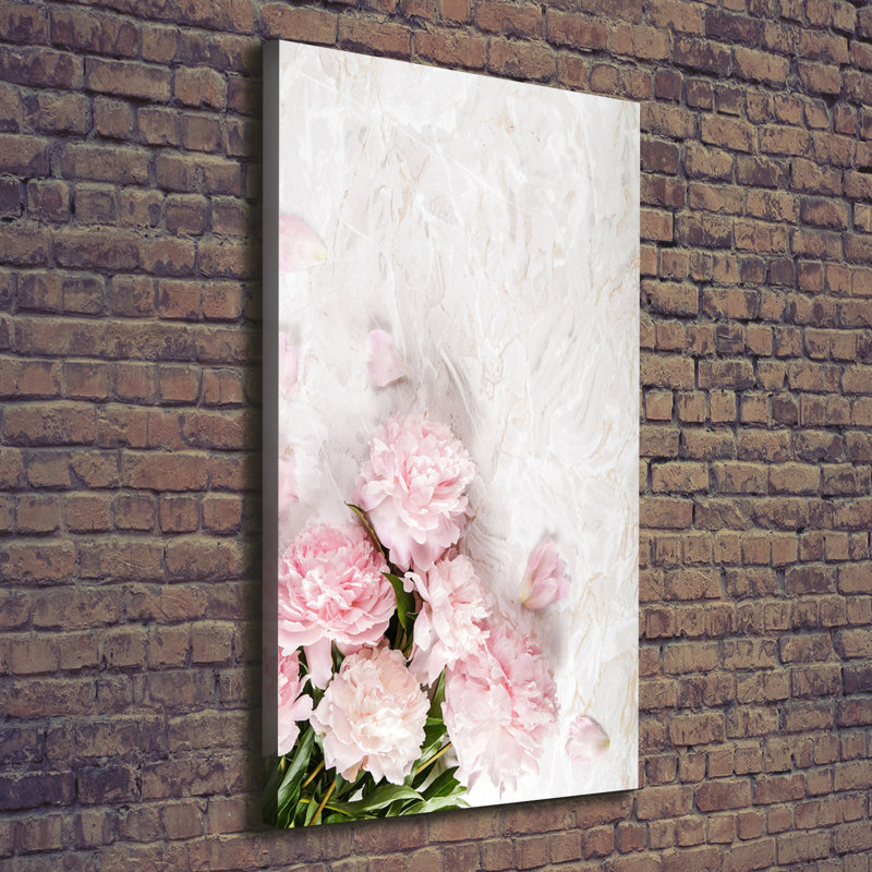 Marble Peonies - Wrapped Canvas Print