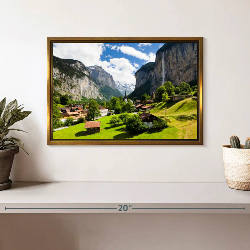 Scénique Lauterbrunnen, Cadre flottant doré, 13 po x 9 po