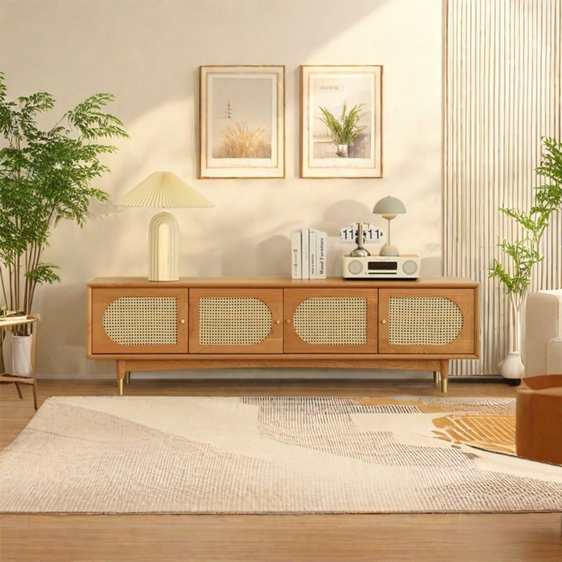 Meuble télé moderne en rotin simple, 70.87"