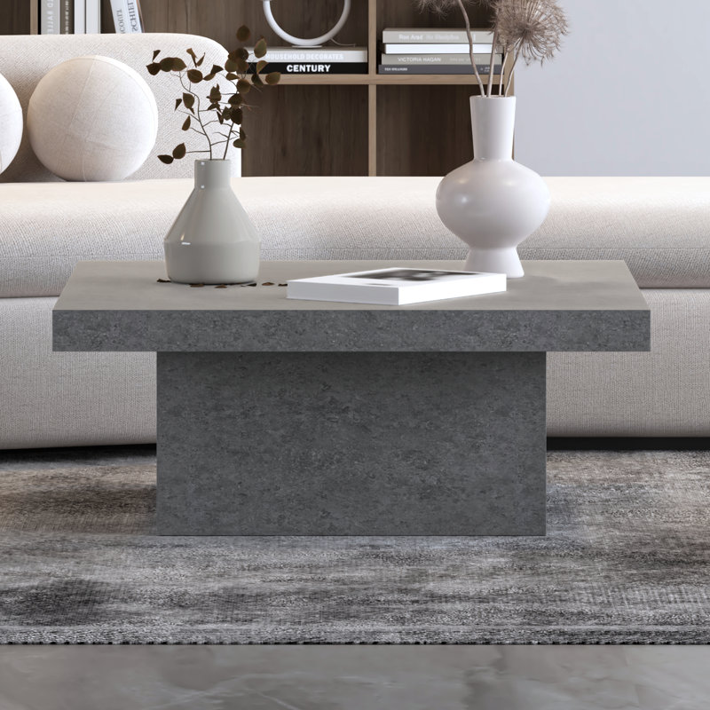 Caomhan Block Coffee Table, Gris, 16.1" H x 35.4" L x 35.4" W