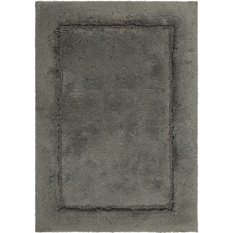 Kalb Solid Cotton Non Slip Machine Washable Bath Rug, Cool Grey, 17" W x 24" L