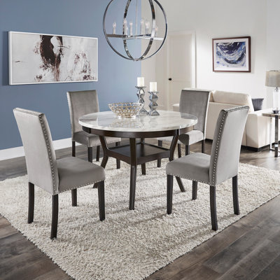 Banford 4 - Person Faux Marble Top Four Leg Dining Set