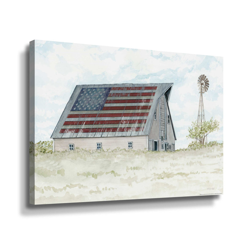 États-Unis, grange sur toile, H 14 po x l 18 po x P 2 po, Toile tendue