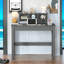 Bureau d'écriture gris avec rehausse
