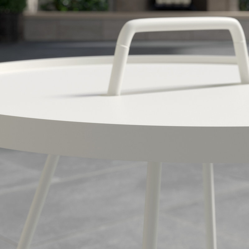 On-the-Move Outdoor Round Side Table, 17.4", White
