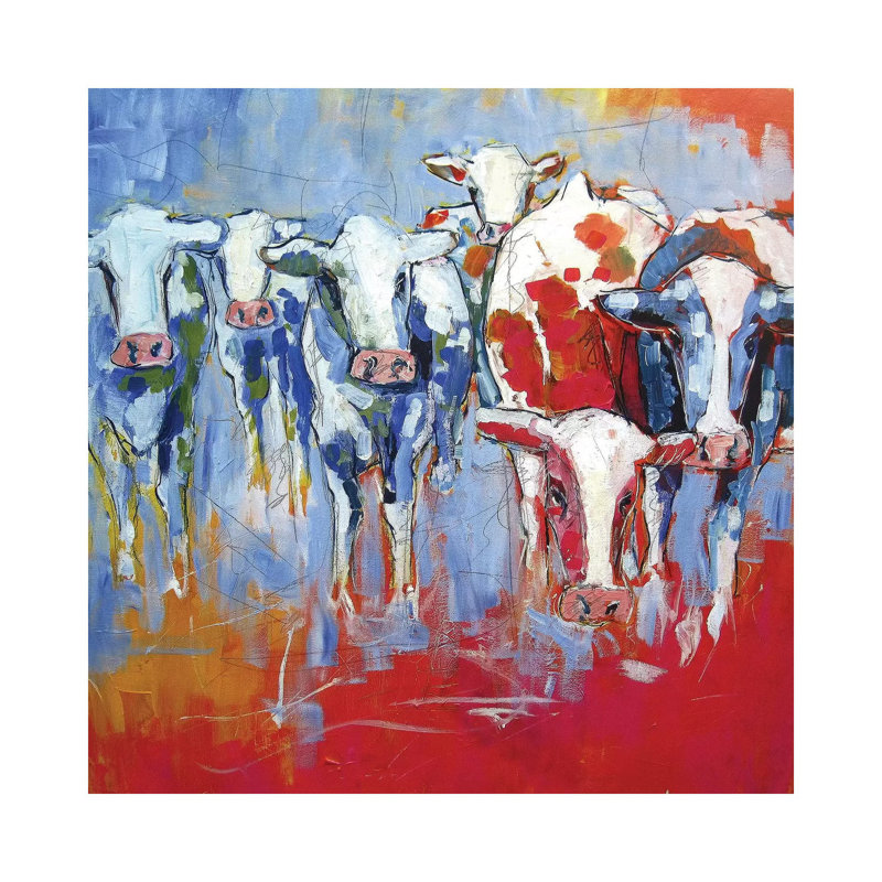 Cows by Luc. - Wrapped Canvas Painting, 30.48 cm H x 30.48 cm W