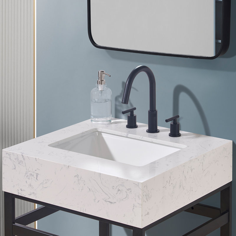 24" White Ceramic Bathroom Vanity Top with Sink