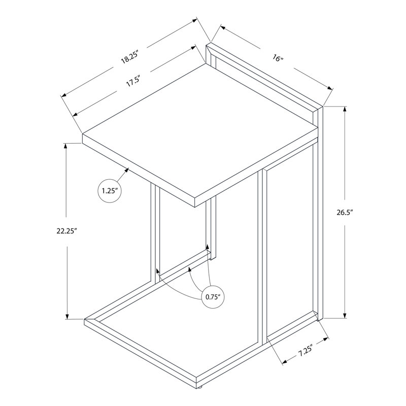 End Table, Accent Table, Contemporary Side Table For Living Room, Indoor End Table For Living Space, Grey