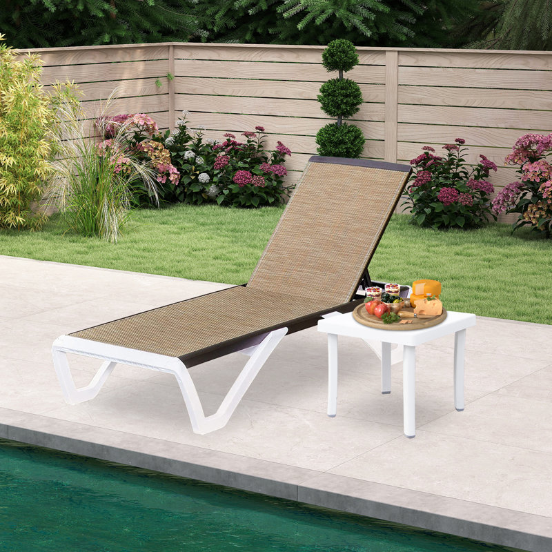 Outdoor Metal Chaise Lounge with Adjustable Positions