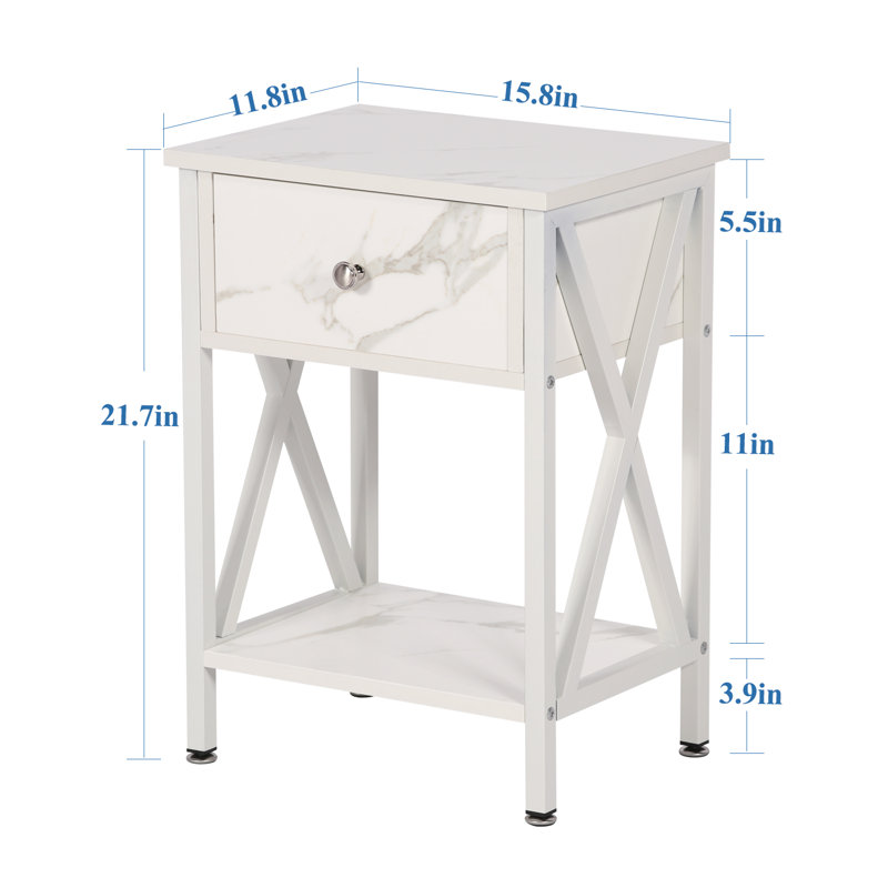 Alsa Steel Piece Bedroom Set, White, Queen