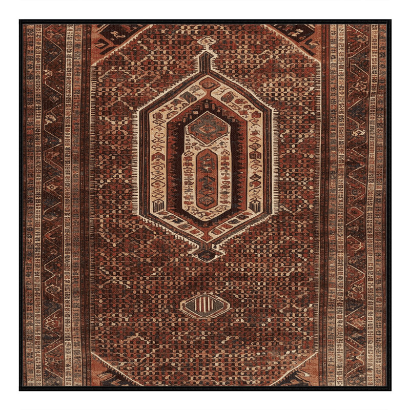 Machine Washable Persian Brown Area Rug, Square 5' x 5'