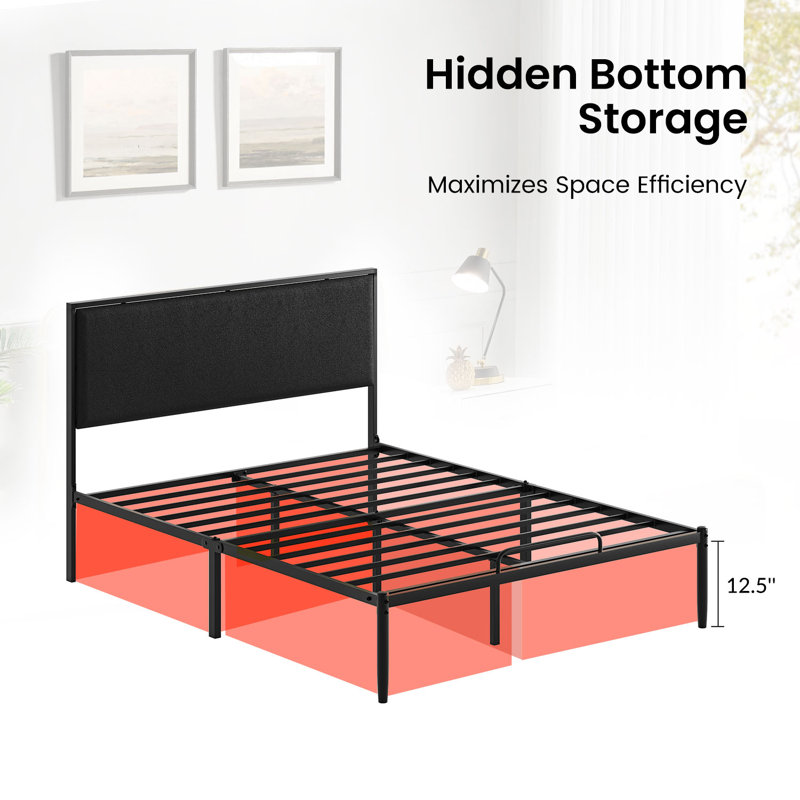 Neilius Upholstered Platform Bed with Washable Slipcover, Queen, Pattern Tiles