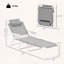 Fauteuil de bronzage pliant gris clair avec inclinaison à 4 positions, accoudoirs et coussin amovible-125484779