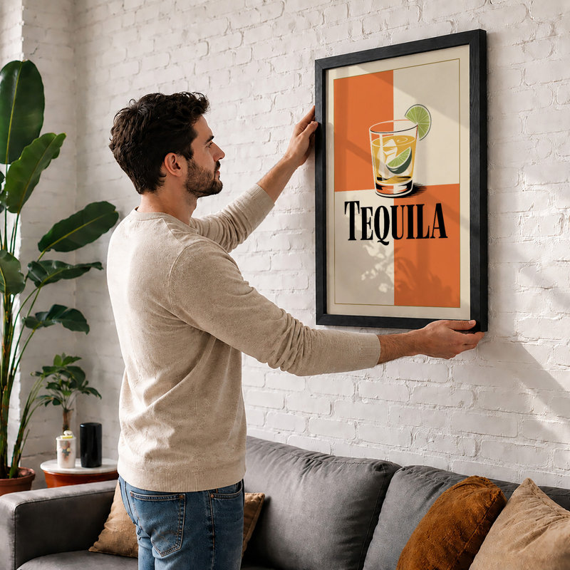 Tequila Retro - Framed Print, Black, A3 - 42.0 x 29.7 cm